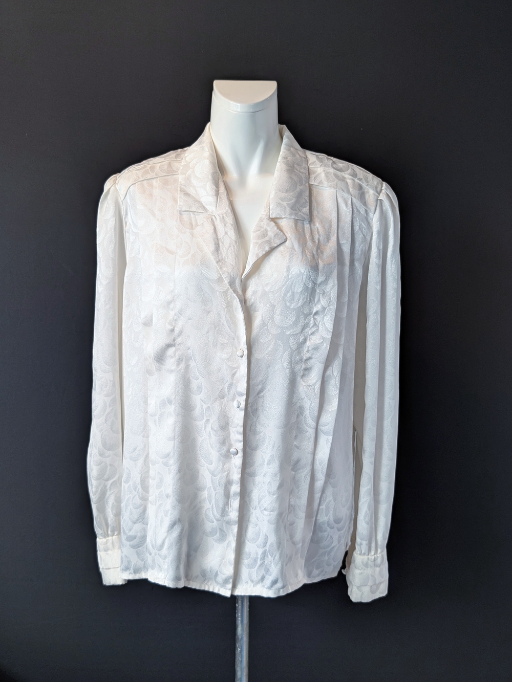 Women's White Satin Button-Up Blouse
